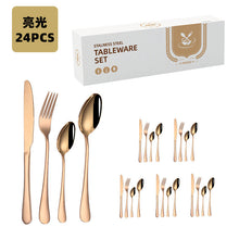 Load image into Gallery viewer, 24-Piece Set Stainless Steel Knife, Fork and Spoon Tableware Set Gold-Plated Gift Box Western Dinner Set
