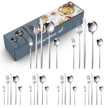 Load image into Gallery viewer, Stainless Steel Knife and Forks Four-Piece Spray Paint Portuguese Tableware 30 Pieces Golden Set Creative Western Food
