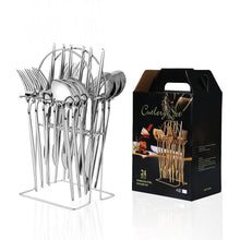 Load image into Gallery viewer, Stainless Steel Tableware Knife, Fork and Spoon Suit New Western Food/Steak Knife, Fork and Spoon 24-Piece Set
