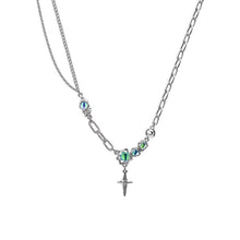 Load image into Gallery viewer, Cross Moonstone Necklace Trendy Cool Hot Girl Clavicle Chain Women's T-shirt Chain Accessories
