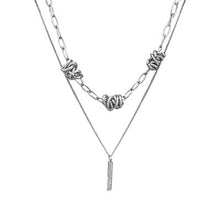 Load image into Gallery viewer, Zircon Double Layer Twin Twist Knot Necklace Hip Hop Men and Women Simple Ornament
