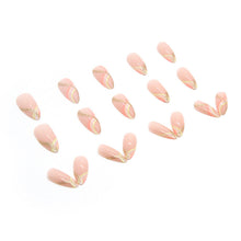 Load image into Gallery viewer, Almond Manicure after 00 Manicure Wear Nail Whole Warm Color Gold Pink Stripe Pure Desire Nail Patch
