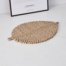 Load image into Gallery viewer, Leaf placemat Hand-woven cassava thermal insulation mat Home simple straw dining table coaster
