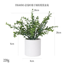Load image into Gallery viewer, Artificial Green Plant Pot Cylindrical Pulp Cement Pot Combination Home Desktop Pot Simulation Bonsai
