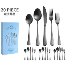 Load image into Gallery viewer, Stainless Steel Tableware Set for 4 People 20 Pieces Black Knife, Fork and Spoon Dishwasher Safe

