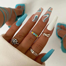 Load image into Gallery viewer, Long Ballet Wear a Foreign Trade Factory Direct s Best-Selling Nail Beauty 24 Pieces Blue and White Tune Cool Summer
