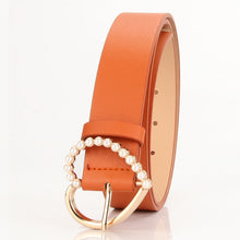 Load image into Gallery viewer, Sweet Inlaid Pearl Peach Heart Buckle Dress Decoration Belt Cute Student Jeans Strap
