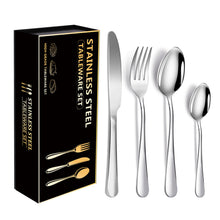 Load image into Gallery viewer, Stainless Steel Tableware Set 1010 Four Main Pieces Western Food/Steak Knife, Fork and Spoon Supply Gift Set
