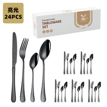 Load image into Gallery viewer, 24-Piece Set Stainless Steel Knife, Fork and Spoon Tableware Set Gold-Plated Gift Box Western Dinner Set
