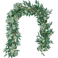 Load image into Gallery viewer, 2PCs Artificial Eucalyptus Vine 2 M with Willow Leaf Simulation Green Vine Simulated Plants Wedding Decoration Background Rattan
