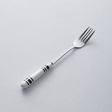Load image into Gallery viewer, Chaobai Ceramic Hepburn Style Tableware Knife, Fork and Spoon Niche Polka Dot Stainless Steel Tableware Creative High-Looking Fruit Knife and Fork
