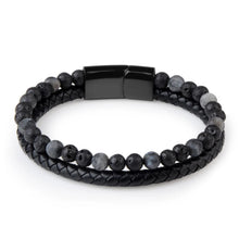 Load image into Gallery viewer, Volcanic Natural Stone Agate Tiger Eye Bracelet Stainless Steel Beaded Leather Rope Men's and Women's Bracelet

