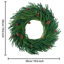 Load image into Gallery viewer, Artificial Christmas decoration wreath with pine cones, simulated feel soft glue pine cypress red fruit Norfolk pine needle wreath
