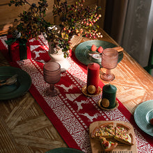 Load image into Gallery viewer, New Christmas Table Runner Holiday Dress up Coffee Table Tablecloth Red Jacquard Christmas Table Runner
