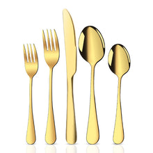 Load image into Gallery viewer, 1010 Stainless Steel Tableware Set Titanium-Plated Matte Black Western Food/Steak Knife, Fork and Spoon Five Components
