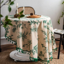 Load image into Gallery viewer, Cotton Linen Tablecloth Green Pine Branch Printed Tablecloth Korean Napkin Printed Coffee Table Cloth
