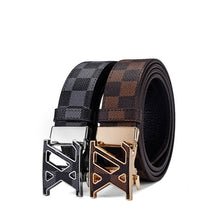 Load image into Gallery viewer, Business Casual Automatic Buckle Belt High-End Genuine Leather Fashion Check Pattren All-Match Pants Belt
