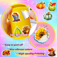 Load image into Gallery viewer, 50Pcs Thanksgiving Stickers Turkey Cartoon Animal Children Stickers Thanksgiving Graffiti Stickers
