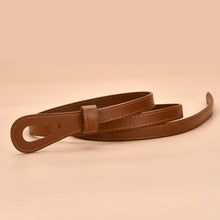 Load image into Gallery viewer, Thin Belt Non-Hole Design Decorative Band Waist Seal Dress Versatile Two-Layer Leather Women's Leather Belt
