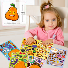 Load image into Gallery viewer, 6 Sheets/Pack Halloween Pumpkin Puzzle Stickers New Children Cartoon Graffiti Pumpkin Face Changing Stickers

