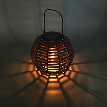 Load image into Gallery viewer, Outdoor Decoration Projection Lamp Rattan round Lantern Ambience Light Solar Garden Lamp
