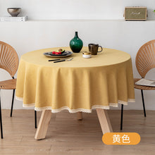 Load image into Gallery viewer, Round Linen Tablecloth TPU Waterproof and Oil-Proof Fabric Hotel Household round Table Dining Table Cloth Tablecloth
