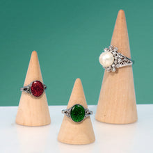 Load image into Gallery viewer, 3PCs/Set Creative Ring Display Stand Cone Counter Ring Setting Cone Solid Wood Base Jewelry Ornament Ornaments
