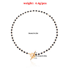 Load image into Gallery viewer, Elegant Black Crystal Glass Bead Chain Simple OT Buckle Short Flower Necklace
