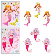 Load image into Gallery viewer, 6 Sheets/Pack Mermaid Face Changing Stickers Mermaid Princess Cartoon Parent-Child Interactive Puzzle Hand Account DIY Puzzle Stickers
