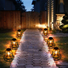 Load image into Gallery viewer, Solar Outdoor Light Tungsten Wire Warm Light Projection Lamp Woven Hanging Iron Solar Energy Garden Lamp
