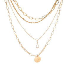 Load image into Gallery viewer, Metal Necklace Multi-Layer Twin Necklace Women's Trendy Water Drop Pendant Clavicle Chain
