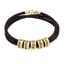Load image into Gallery viewer, Woven Beads Bracelet Men's Diy Custom Letter Name Leather Rope Bracelet Father's Day
