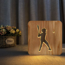 Load image into Gallery viewer, Baseball Sports USB Hollow Pine Night Light Bedside Lamp Children Bedroom Light
