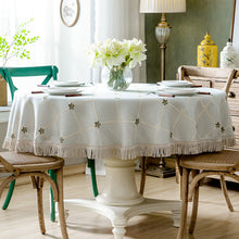 Load image into Gallery viewer, American Round Table Tablecloth 2 M Cotton Linen Dining Table Fabric Household round Decorative Tablecloth
