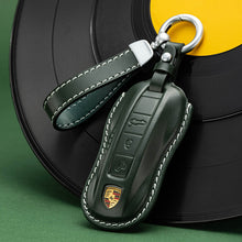 Load image into Gallery viewer, For Porsche Cayenne Taycan Key Cover Panamera Macan718/911 Car Key Protective Shell Genuine Leather Bag
