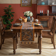 Load image into Gallery viewer, American Vintage Table Runner Yarn-Dyed Jacquard Tropical Rainforest Tassel Household Polyester Tablecloth Table Runner Tailstock Flag
