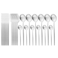Load image into Gallery viewer, Matte Portugal Stainless Steel Knife, Fork and Spoon Western Food/Steak Knife and Fork Dessert Spoon Fork Tableware
