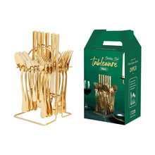 Load image into Gallery viewer, Stainless Steel Tableware Set Western Tableware Knife, Fork and Spoon 24-Piece Set
