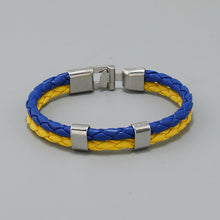 Load image into Gallery viewer, Blue Yellow Multi-Layer Woven Leather Bracelet Creative New Flag of Ukraine Color Bracelet
