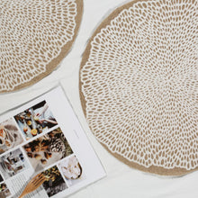 Load image into Gallery viewer, Round simple style natural color, evening placemat table mat coaster Japanese style, environmentally friendly fringed jute placemat
