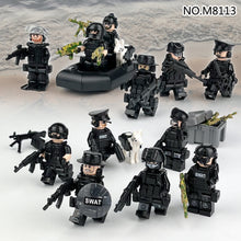 Load image into Gallery viewer, Building Blocks Toy SWAT Doll Toy Suit Black Jeep Mini Rubber Raft
