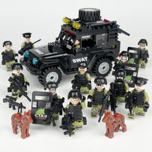 Load image into Gallery viewer, L-39 Black Police Car Small Particles Mud Yellow Jeep off-Road Vehicle Children's Building Blocks Action Figure
