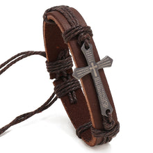 Load image into Gallery viewer, Fashion and Trendy Accessories Personality Handmade Braided Leather Bracelet Simple Pull Adjustable Vintage Leather Bracelet
