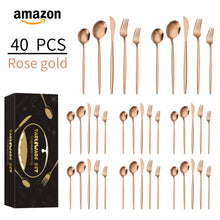 Load image into Gallery viewer, Stainless Steel Tableware Knife, Fork and Spoon 40-Piece Set Portuguese Tableware Steak Knife, Fork and Spoon 5-Piece Set
