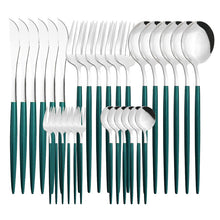 Load image into Gallery viewer, Stainless Steel Tableware Knife, Fork and Spoon 30-Piece Set Hotel Portugal Knife, Fork and Spoon Fruit
