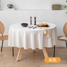 Load image into Gallery viewer, Round Linen Tablecloth TPU Waterproof and Oil-Proof Fabric Hotel Household round Table Dining Table Cloth Tablecloth
