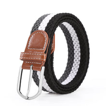 Load image into Gallery viewer, Hole Pin Buckle Belt Women's Canvas Elastic Waistband Casual Stretch Woven Leather Belt
