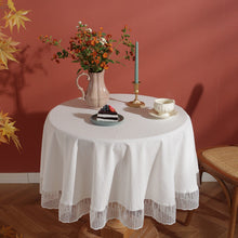 Load image into Gallery viewer, White Lace Tablecloth French Entry Lux Hotel Wedding Ceremony Layout Table Cloth Applicable round Dining Table Cover Cloth
