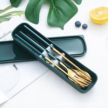 Load image into Gallery viewer, Stainless Steel Portable Tableware Set Chopsticks Spoon Fork Portuguese Tableware Three-Piece Stainless Steel
