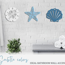 Load image into Gallery viewer, 3pcs/Set Wooden Ocean Wind Wall Decorations Creative Home Decoration Bathroom Shell Hanging Ornaments Wooden Mediterranean Style Pendant
